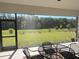 Screened patio with seating and views of a lush green backyard; ideal for outdoor living at 3962 Kennebunk Loop, Mount Dora, FL 32757