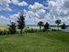 Spacious backyard overlooking a lake with lush greenery at 7367 Catania Loop, Clermont, FL 34714