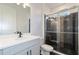 Modern bathroom featuring a walk-in shower and updated fixtures at 3018 Avalon Ridge Ln, Winter Garden, FL 34787