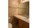 Bathroom featuring a sink, vanity, and toilet, with a large mirror above the sink at 1124 Chateau Cir, Minneola, FL 34715