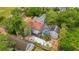 Aerial view showcasing a spacious backyard, swimming pool, and lush green trees at 809 E Ridgewood St, Orlando, FL 32803
