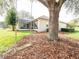 Backyard with mature trees features a swing and offers a serene outdoor setting at 11602 Graces Way, Clermont, FL 34711