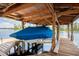 Covered boat lift on the lake offers convenient storage and protection for your watercraft at 11602 Graces Way, Clermont, FL 34711