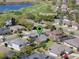 An aerial view of a neighborhood with a playground, green trees, and manicured lawns at 2855 Gopherwood Way, Clermont, FL 34711