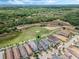 An aerial view of a luxury home next to a golf course at 748 Desert Mountain Ct, Reunion, FL 34747