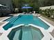 Beautiful pool and jacuzzi with ample space for lounging and entertaining, complemented by well-maintained landscaping at 8734 Crestgate Cir, Orlando, FL 32819