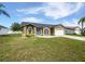 Attractive one-story home with a blue front door and lush green lawn at 7856 Habersham Dr, Lakeland, FL 33810