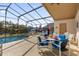 Relaxing pool area with patio furniture and a screened enclosure at 313 Kensington Dr, Davenport, FL 33897