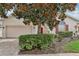Home exterior with large tree, red shutters, and brick paver driveway at 475 Windsor Pl, Davenport, FL 33896
