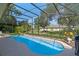 Lovely screened-in pool with rock waterfall feature and landscaped backyard at 404 Hightower Dr, Debary, FL 32713