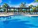Sparkling pool with lounge chairs and umbrellas, great for relaxing and enjoying the sun in this community at 4114 Breakview Dr # 406, Orlando, FL 32819