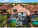 Aerial view highlighting private pool and backyard at 5431 Solterra Cir, Davenport, FL 33837