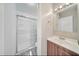 Bathroom featuring updated sliding glass shower doors at 2722 Graduate Ct, Orlando, FL 32826