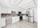 Modern kitchen featuring stainless steel appliances, white cabinets, and a stylish backsplash for a sleek design at 2409 Atrium Cir, Orlando, FL 32808