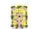 Bird's eye architectural rendering of a 4-unit property floor plan, including gardens and parking spaces at 2260 Hawick Ln, Winter Park, FL 32792