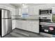 Efficient kitchen featuring stainless steel appliances and white cabinetry at 610 Walker St, Holly Hill, FL 32117