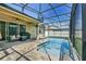 Swimming pool within a screened lanai with view of patio at 5200 Landmark Dr, St Cloud, FL 34771