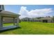 Expansive backyard featuring lush green grass and view of neighboring homes at 463 Shadow Gorge Way, Eustis, FL 32736