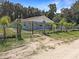 Decorative gold lion themed gate at the front of the property adding security and curbside appeal at 11543 Se 58Th Ct, Belleview, FL 34420