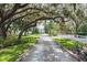 Long, shaded driveway leading to an elegant home with a white picket fence at 12428 Summerport Ln, Windermere, FL 34786