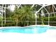 Sparkling pool and spa within a screened enclosure, surrounded by lush landscaping for a private and tropical backyard retreat at 4901 Shoreline Cir, Sanford, FL 32771
