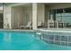 Close-up view of the inviting pool with a spill-over spa and lounge seating nearby at 1697 Kona Ln, Davenport, FL 33897
