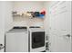 Laundry room with washer, dryer, and overhead shelving at 310 Villa Sorrento Cir, Haines City, FL 33844