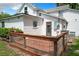 Wooden deck with metal railing and small fenced yard at 216 N Saint Clair Abrams Ave, Tavares, FL 32778