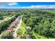 A neighborhood street featuring mature trees, and well-maintained lawns with a backyard pool at 1624 Rivers Edge Dr, Orlando, FL 32825