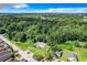 Aerial view of a home surrounded by lush greenery and a pool in the backyard at 1624 Rivers Edge Dr, Orlando, FL 32825