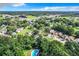 Neighborhood aerial view highlighting the community pool surrounded by lush greenery at 1624 Rivers Edge Dr, Orlando, FL 32825