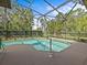 Screened pool and patio area with lush, mature landscaping at 143 Brunswick Dr, Davenport, FL 33837