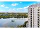 Stunning aerial view showcasing lakefront location and building at 322 E Central Blvd # 1711, Orlando, FL 32801