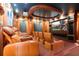 A home theater room with leather recliners, a large projector screen, and ceiling with star lights at 6324 Deacon Cir, Windermere, FL 34786