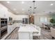 Modern kitchen featuring white cabinetry, an island with bar seating, stainless steel appliances, and wood-look flooring at 1685 Andover Ridge Dr, Deland, FL 32720
