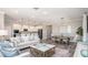 Bright living area with modern furnishings, grey wood flooring, and an open concept design to the kitchen at 1685 Andover Ridge Dr, Deland, FL 32720