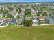 Aerial view of the house and surrounding homes at 525 Aster Dr, Davenport, FL 33897