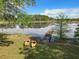 Kayaks on the grassy lakeshore by a wooden dock at 226 Mitnik Dr, Deltona, FL 32738