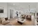 Open-concept living space with modern white kitchen, stylish furniture, and bright natural light at 4683 Sw 136Th St, Ocala, FL 34473