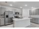 Modern kitchen with gray cabinets, stainless steel appliances, and an island at 424 Wayland Dr, Haines City, FL 33844