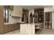 Modern kitchen with stainless steel appliances, large marble island, and stylish pendant lighting at 110 W Railway Ave, Oakland, FL 34760