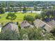 Scenic aerial view of homes overlooking the pond and lush green golf course at 1730 Stafford Springs Blvd, Mount Dora, FL 32757