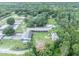 Aerial view of property showing stables, riding arenas, and surrounding landscape at 2075 Genova Dr, Oviedo, FL 32765