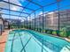 Backyard swimming pool with a screened-in lanai at 8844 Corcovado Dr, Kissimmee, FL 34747