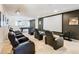 Home theater with reclining chairs and projector screen for movie nights with a billiard table at 8844 Corcovado Dr, Kissimmee, FL 34747