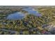 Overhead view of a wooded property close to a lake, offering seclusion and a picturesque natural setting at 17577 Davenport Rd, Winter Garden, FL 34787