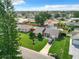 Bird's eye view of a house with a pool and a red shed at 256 Mante Dr, Kissimmee, FL 34743