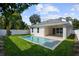 Beautiful backyard with pool, travertine pavers, and lush green grass at 1020 W Princeton St, Orlando, FL 32804