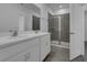 Clean bathroom, double vanity, and a large shower at 344 Belmond Dr, Debary, FL 32713