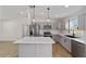 Modern kitchen featuring stainless steel appliances, gray cabinets, and a center island with sink at 3590 Sw 150Th Ct, Ocala, FL 34481